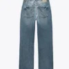 DARK BLUE STRAIGHT-LEG HIGH-WAIST JEANS